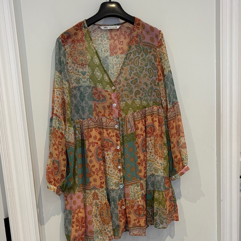 Zara Multicolor Patchwork Blouse